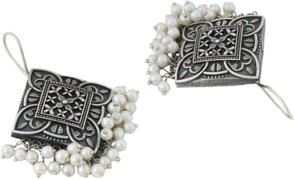 Oxidised Earrings with Pearl Hanging