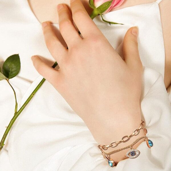 Evil Eye Anti Tarnish Water proof stainless steel bracelet for men and women