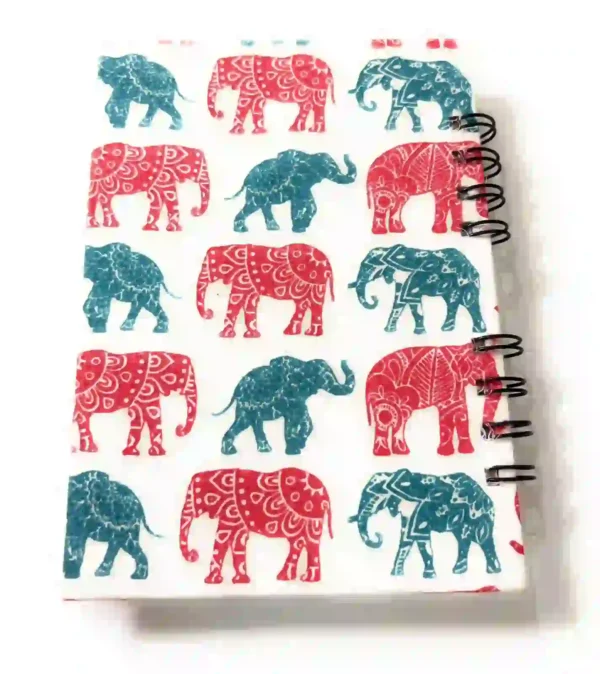 Elephant Handmade Block print Journal with Spiral Binding 7x5 inches