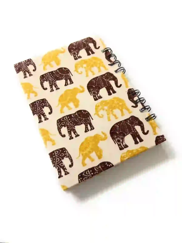 Elephant Handmade Block print Journal with Spiral Binding 7x5 inches