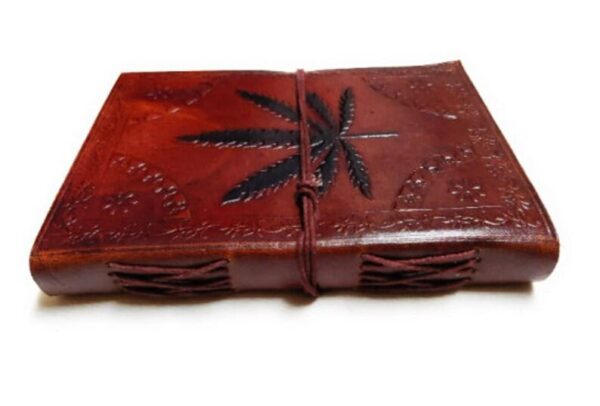 7"× 5" Handmade Leaf Embossed Leather Journal