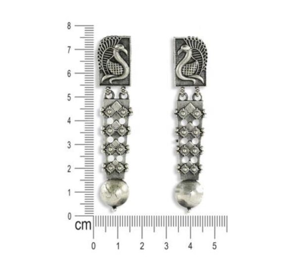 Peacock hanging silver look alike earrings