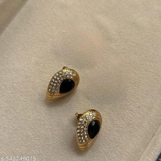 Anti Tarnish Gold Plated stud with black stone