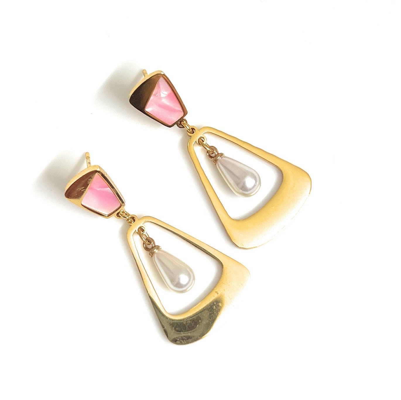 18k Gold plated anti tarnish Pearl tear drop earrings
