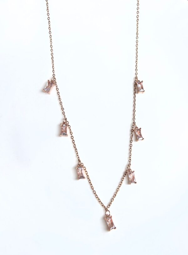 White Rectangles Rose Gold Hanging Chain