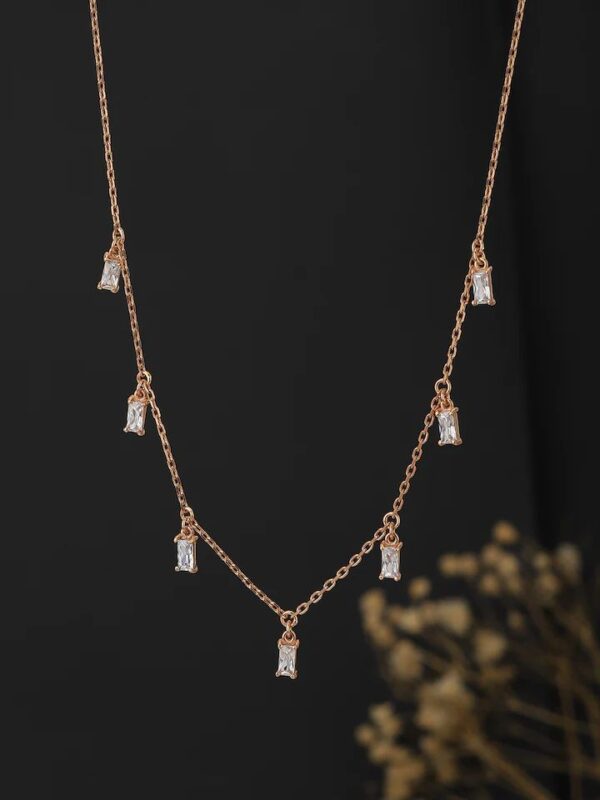 White Rectangles Rose Gold Hanging Chain