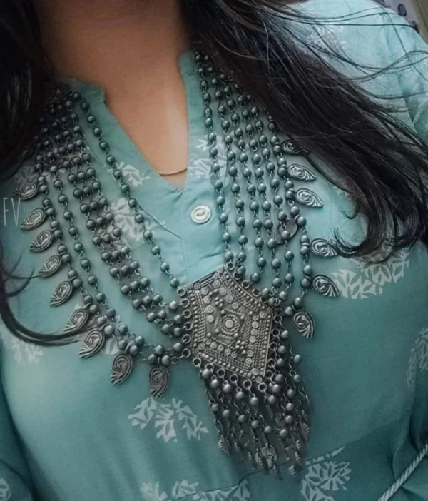 Black Polished long Oxidised Necklace (without Earrings) /Indian Women Jewellery / Bohemian Jewellery / Necklace set / Gift