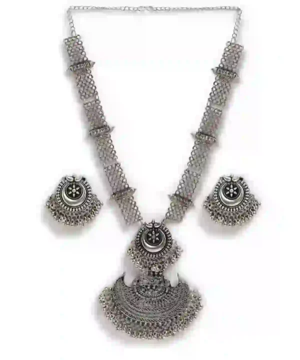 German Silver Oxidised Necklace set with earrings