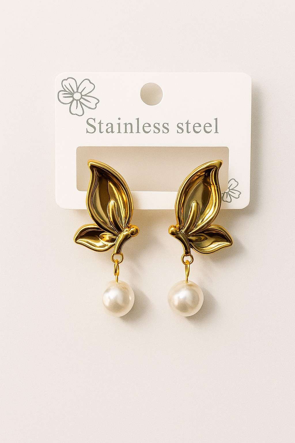 Pearl anti tarnish Hoop Earrings