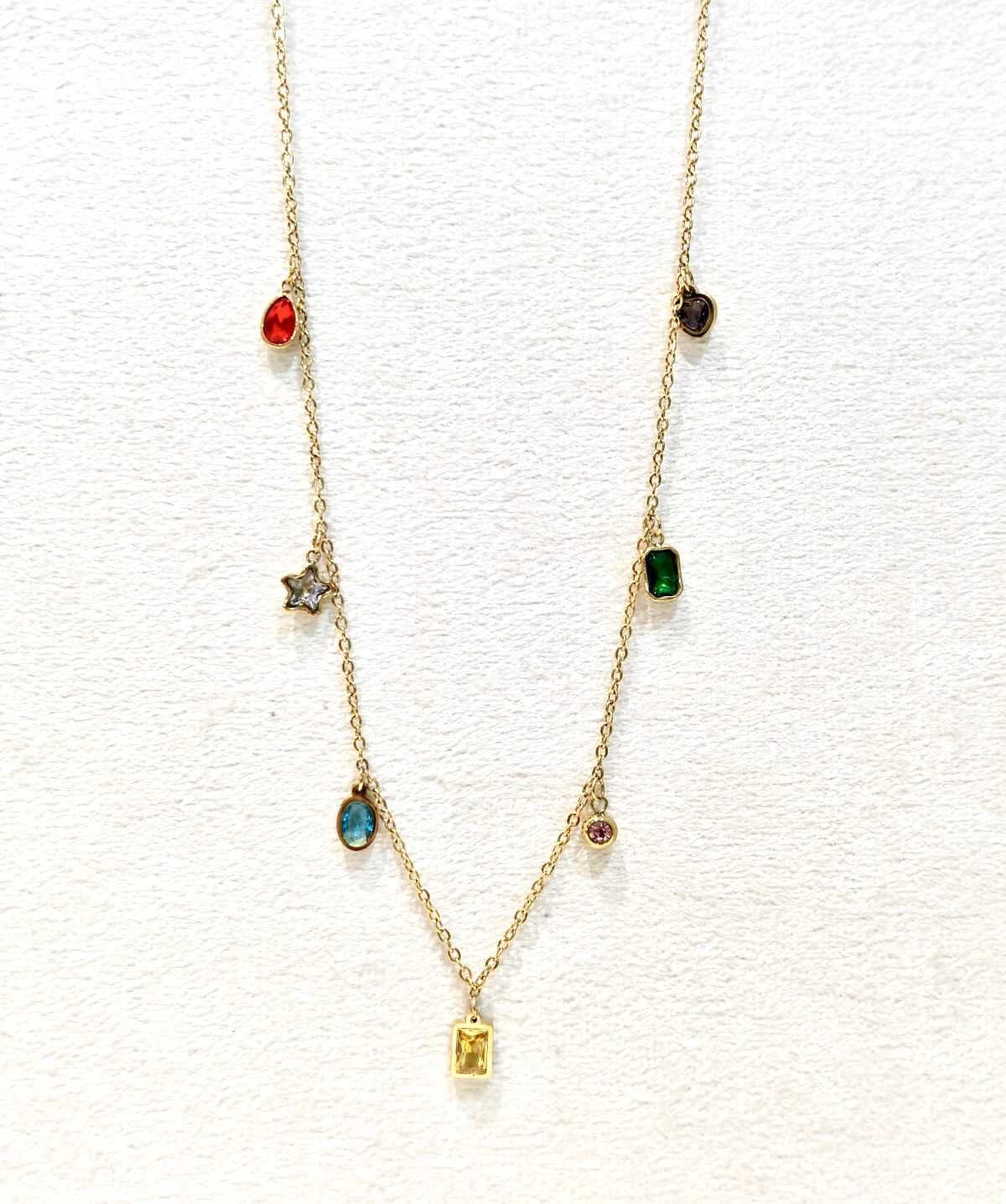 Colourful stainless steel gold Plated necklace