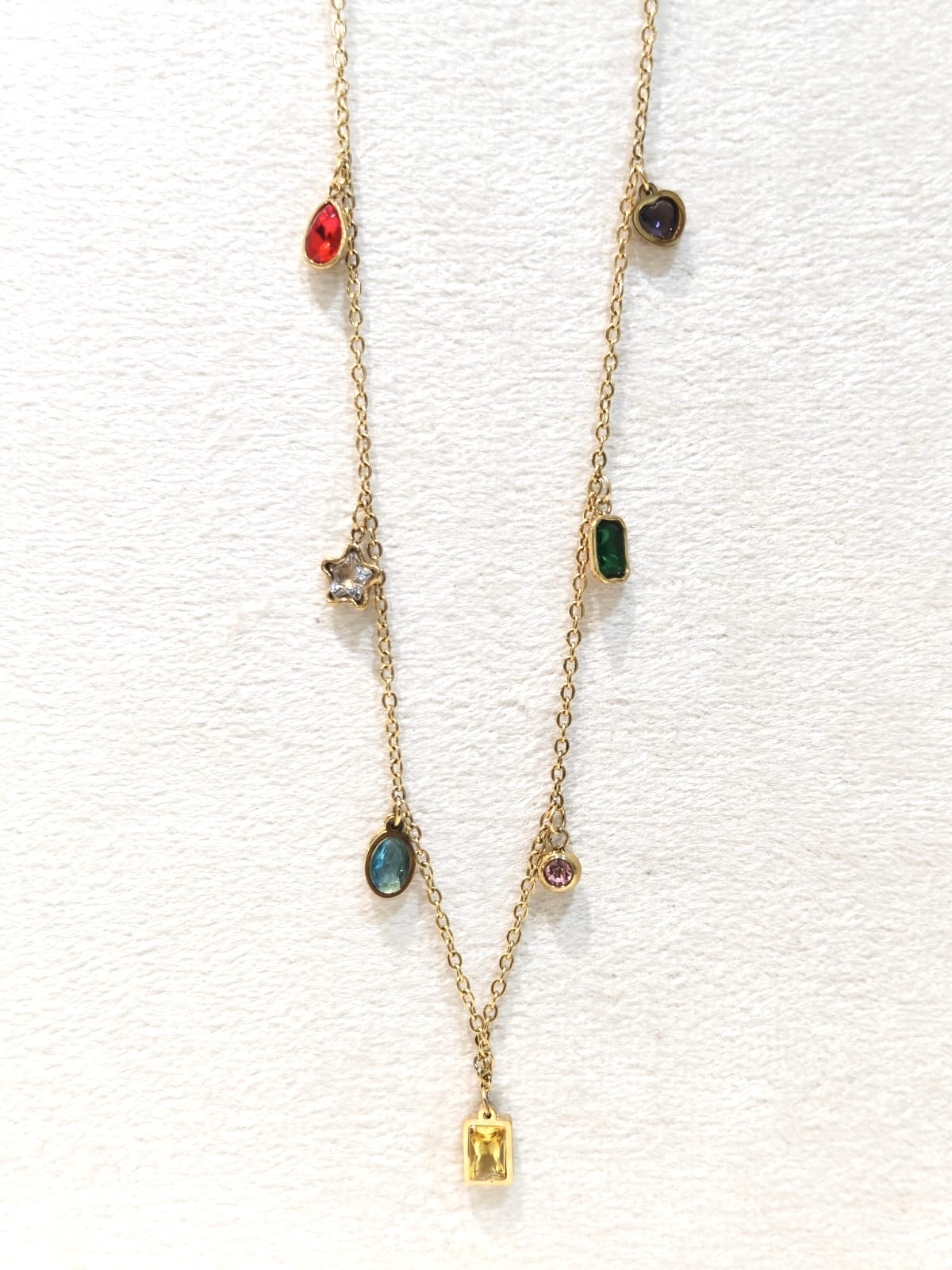 Colourful stainless steel gold Plated necklace