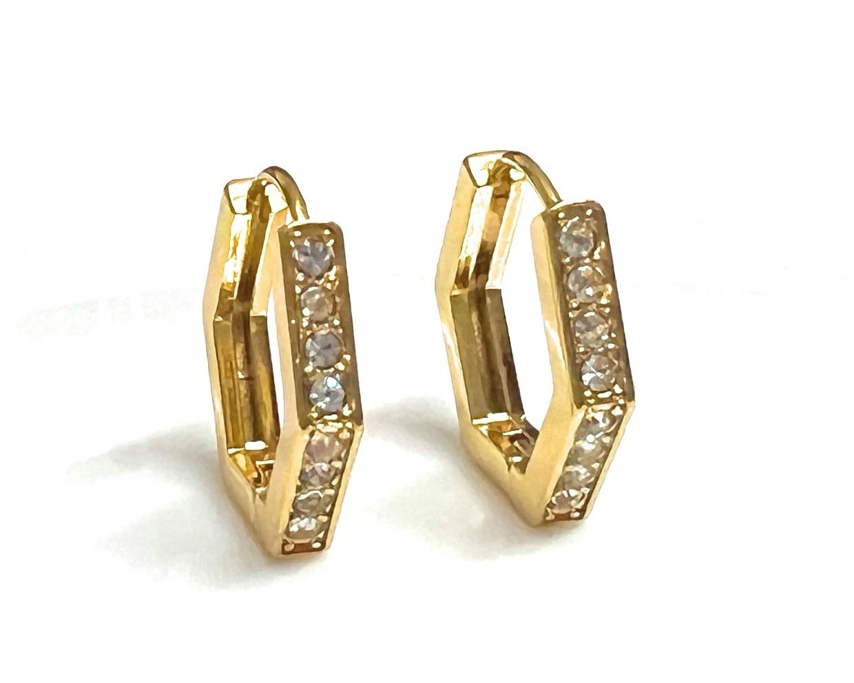 Hexagon Huggies hoop earrings