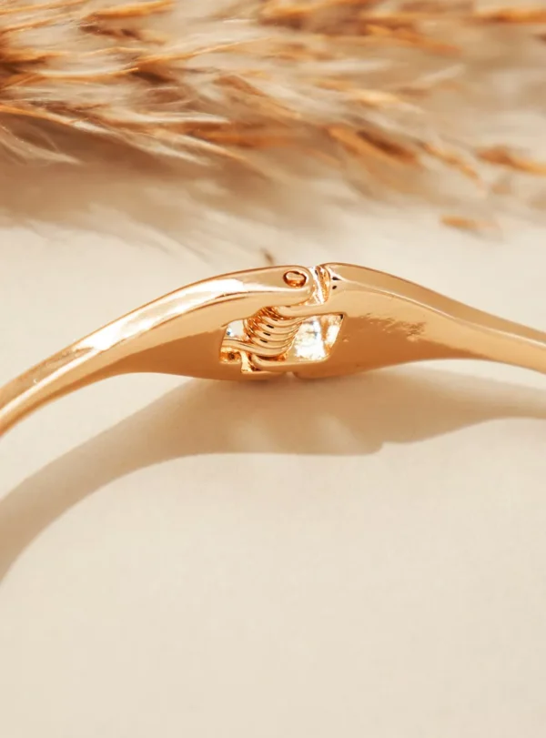 Black Rose Gold-Plated Swan-Shaped Stone-Studded Handcrafted Cuff Bracelet