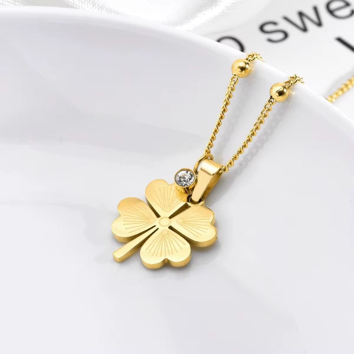 Gold Plated anti tarnish Clover design necklace