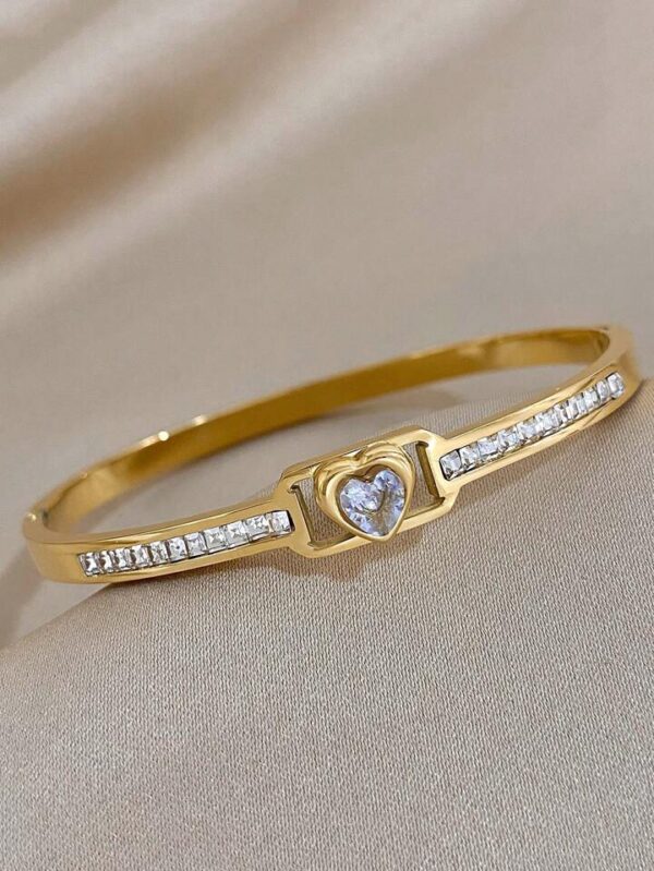 Crystal heart  Gold plated anti tarnish bracelet