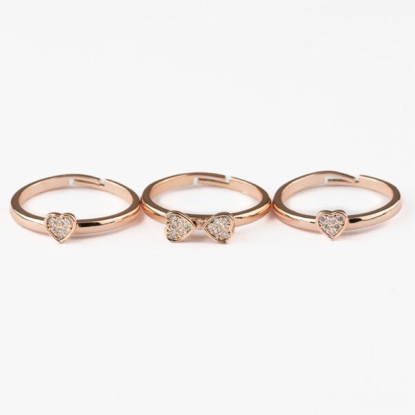 Three in one flower rose gold anti tarnish adjustable ring