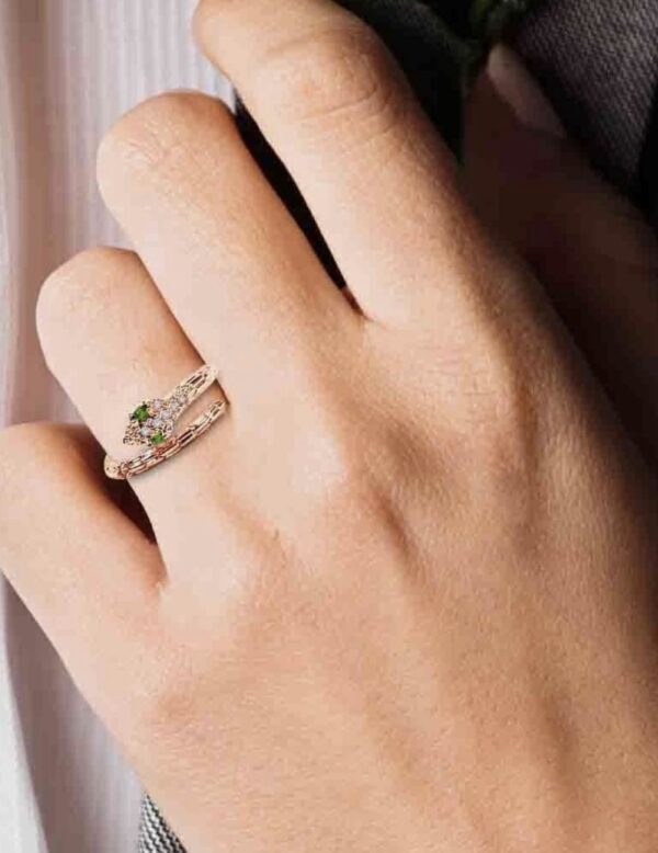 Snake Cubic Zirconia Studded Adjustable 18K Rose Gold-Plated Anti tarnish Ring