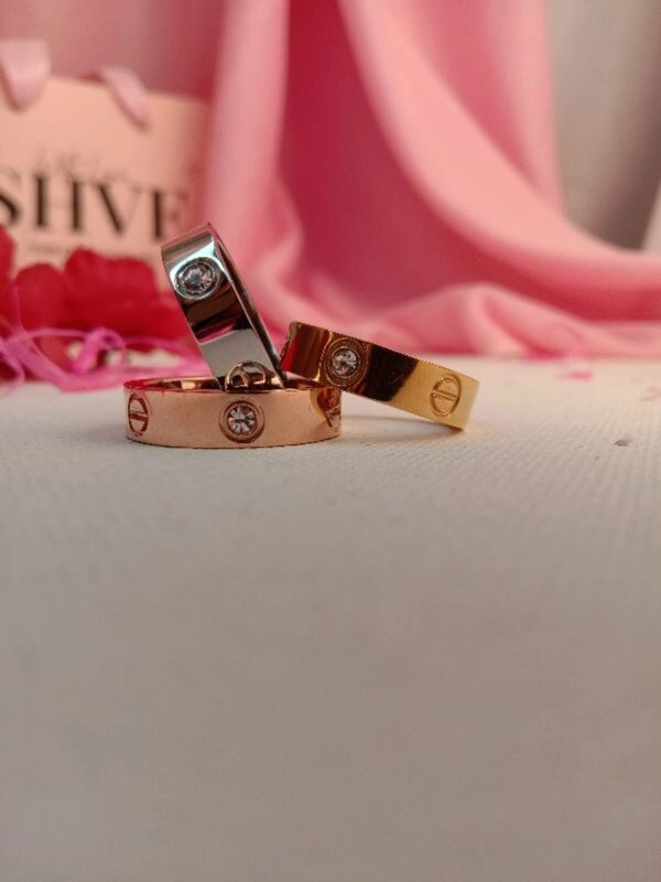 Love  stone gold anti tarnish ring