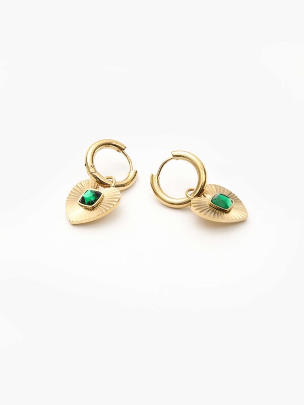 PENELOPE EMERALD HEART HOOPS