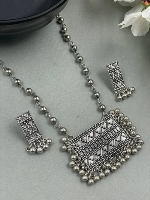 Ethnic Afghani Fashion Traditional Oxidised Silver Handmade Chain Necklace Jewellery Women