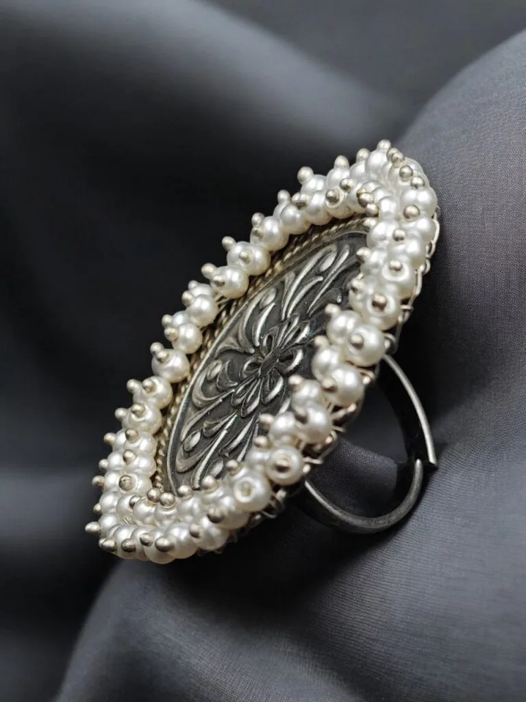 Mogra Oxidised bollywood inspired adjustable ring