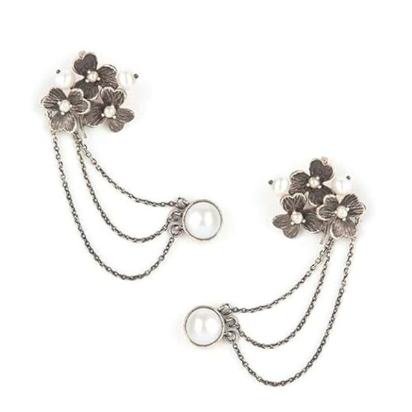 Silver replica ear cuff earrings
