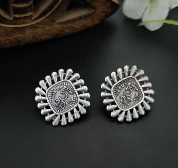 Everyday silver lookalike Five Paisa stud earrings