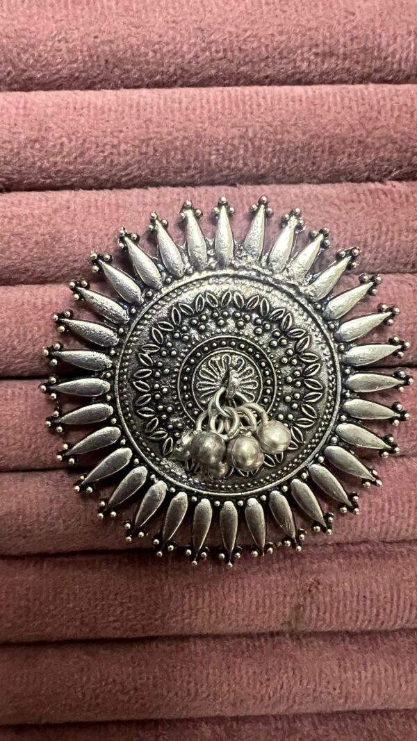 Over sized Gungaroo Ethnic Oxidised Adjustable Finger Ring