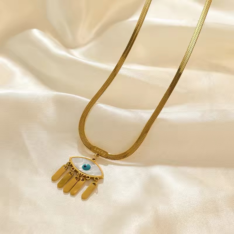 Gold Plated Evil Eye Protection Pendant Necklace