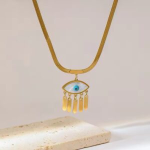 Gold Plated Evil Eye Protection Pendant Necklace
