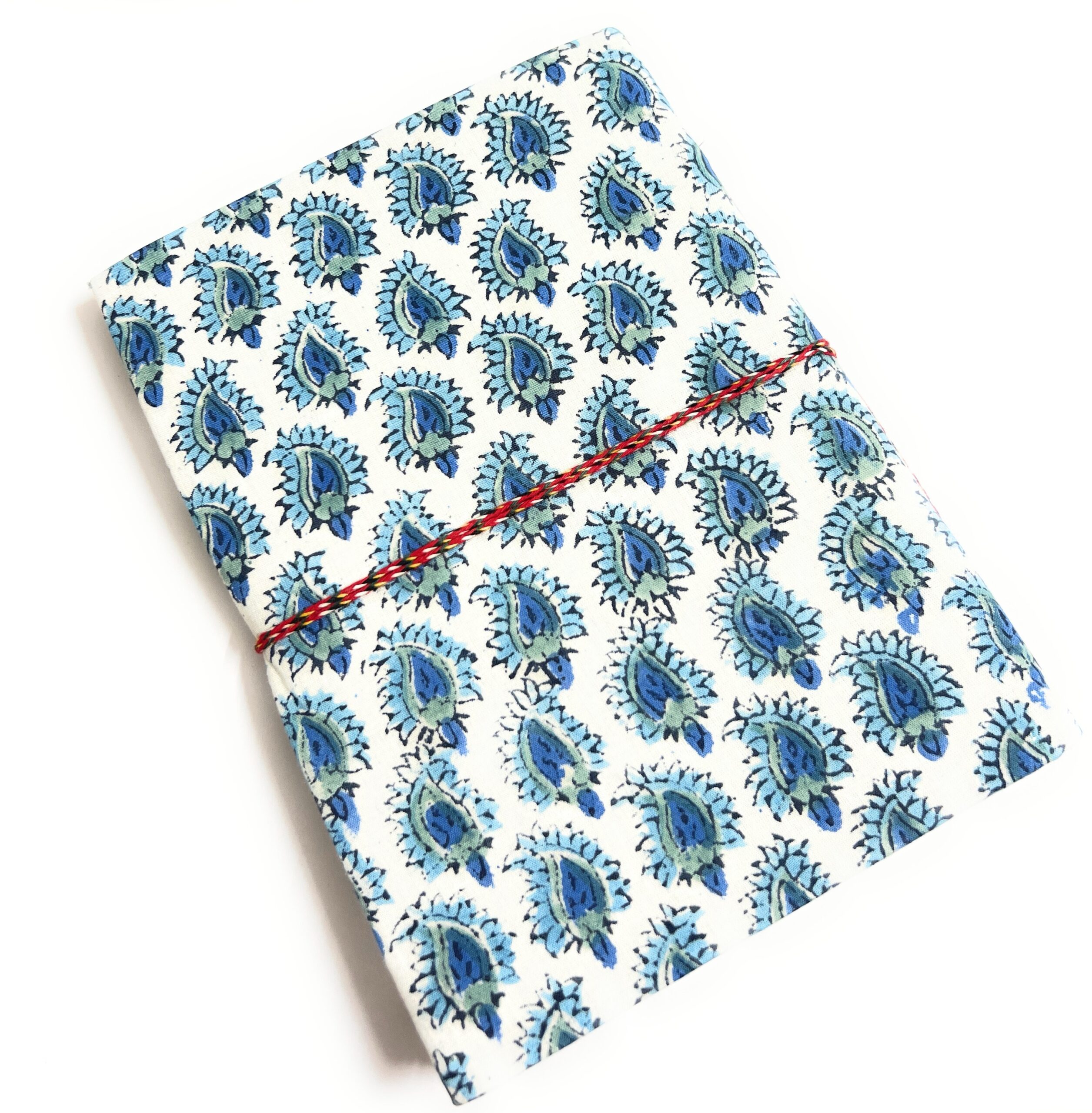 Block Print Journal: Handmade Eco-Friendly Notebook, Blue with Green (8x6 in.)