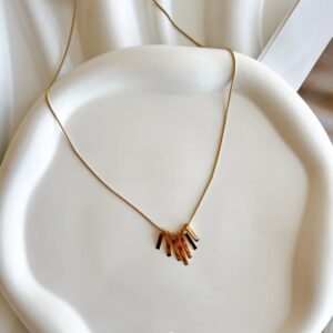 Gold Plated Anti Tarnish Stainless Steel Dangling Stripes Pendant