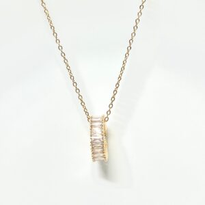 Baguette crystal Stainless Steel anti tarnish necklace