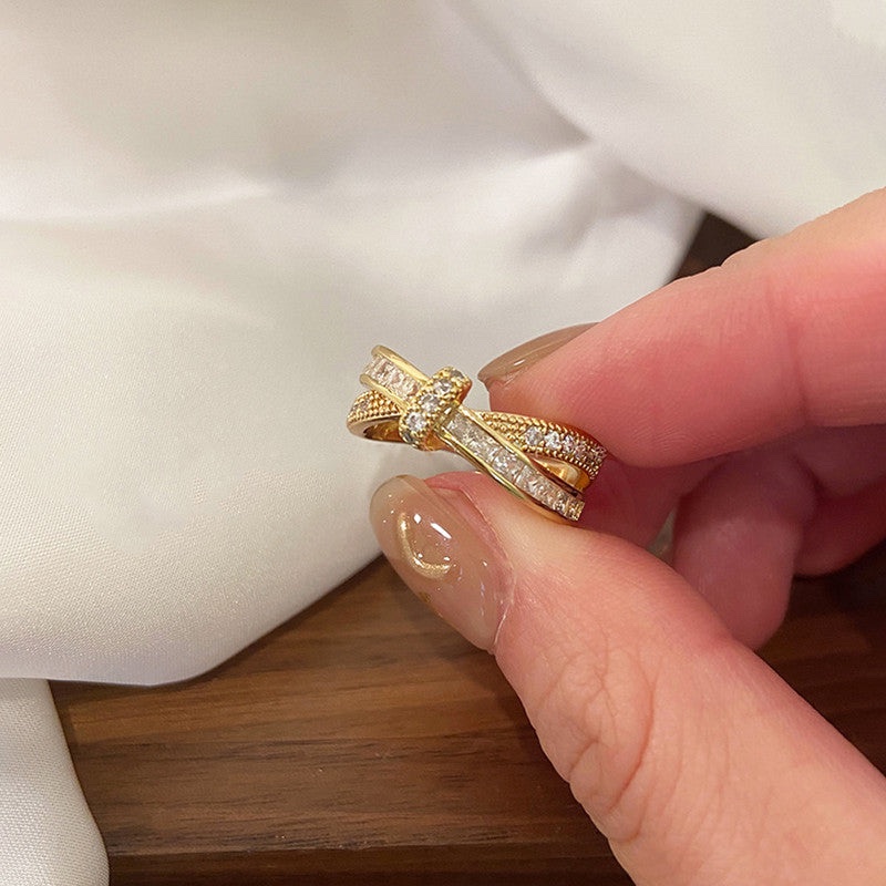 Gold Plated Anti Tarnish Stainless Steel Cross Shaped Adjustable Finger Ring