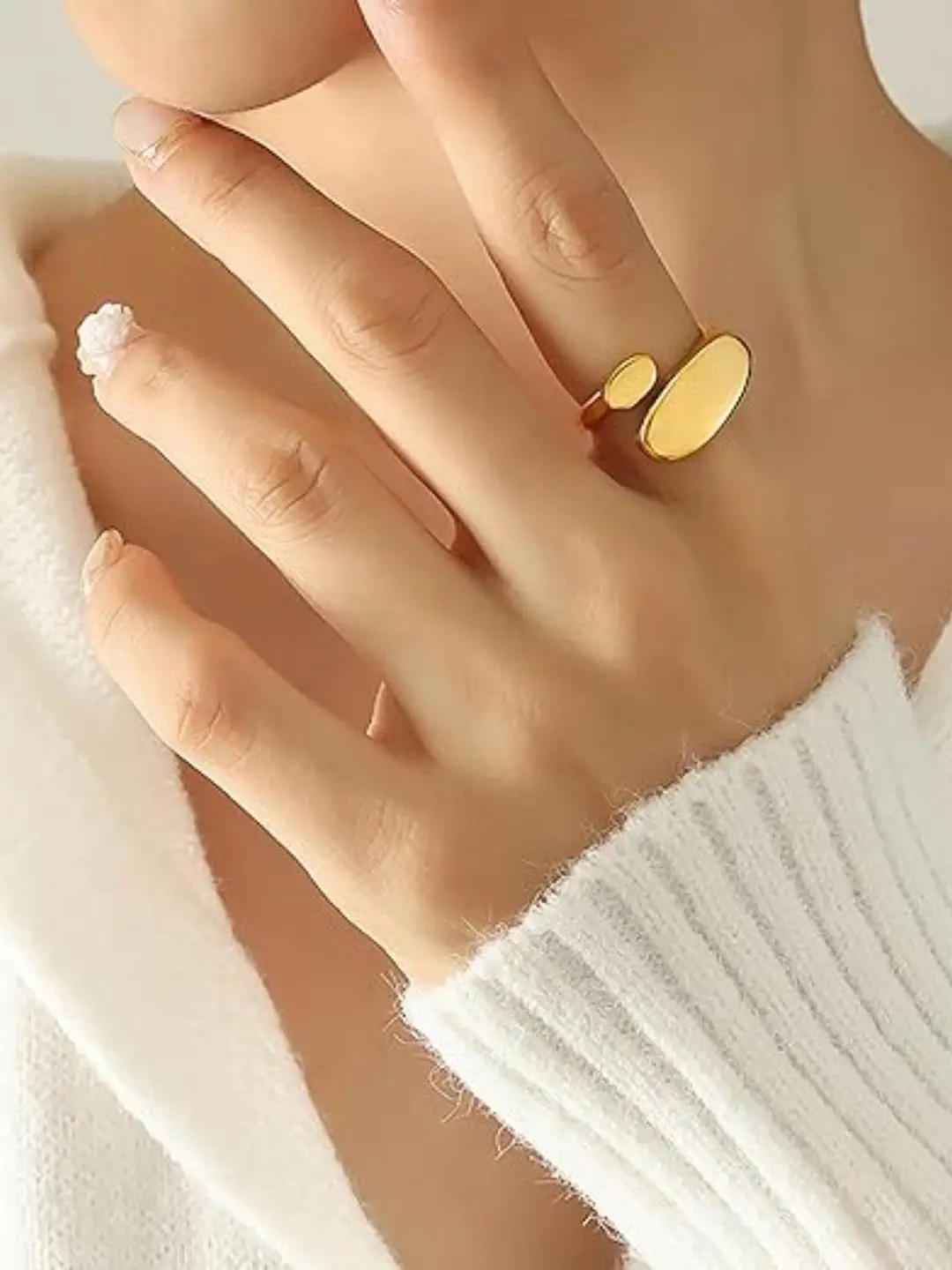 Geometric statement gold signet Adjustable Finger Ring